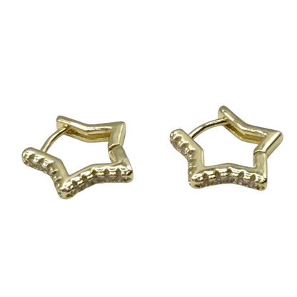 Gold Star Huggie Hoops