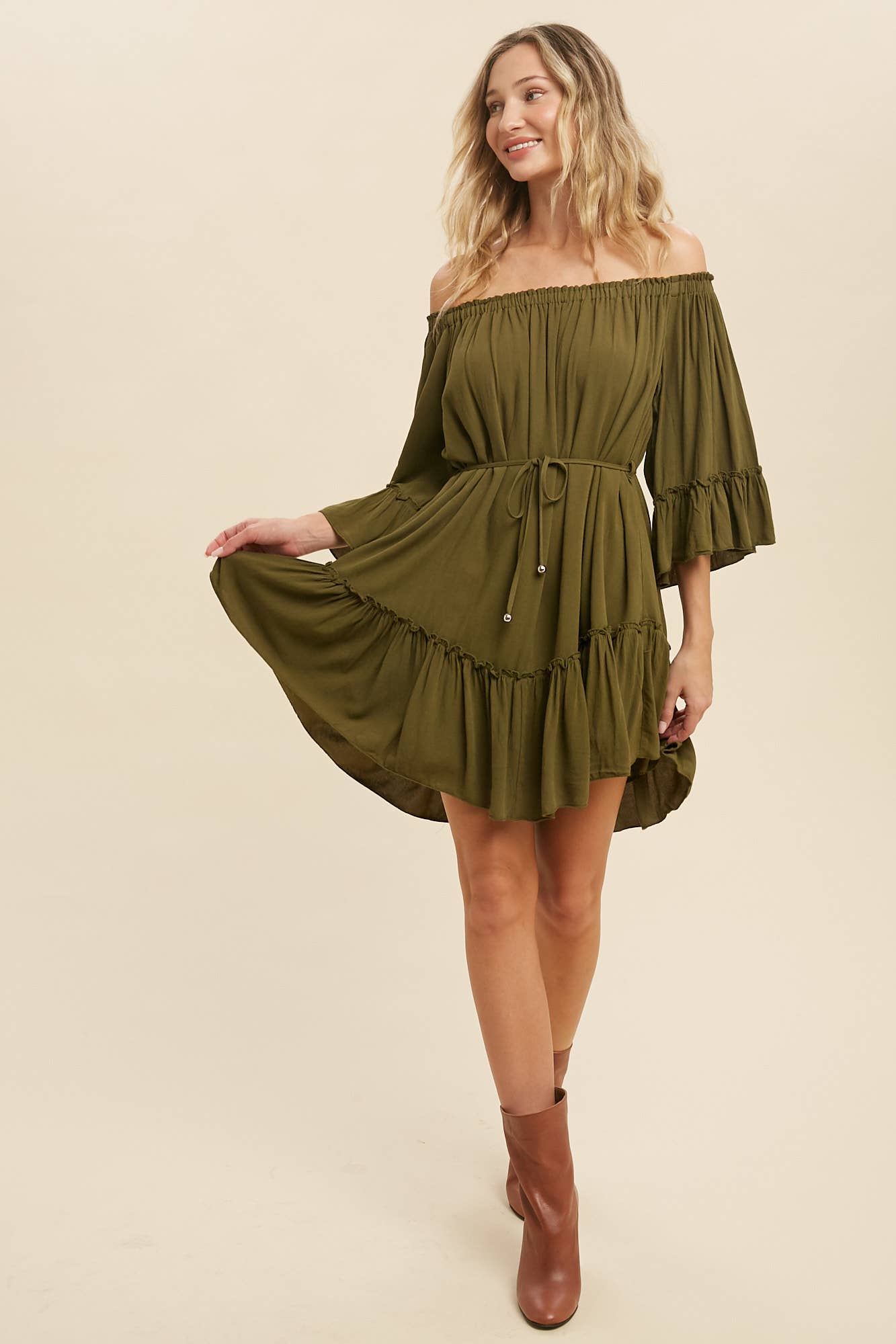 RUFFLED SOLID BOHO DRESS: ORCHID / M