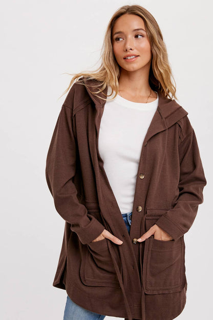 BUTTON FRONT HOODIE JACKET
