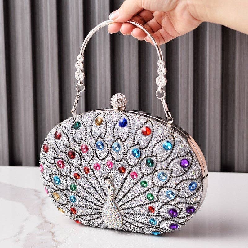 Peacock Embellished Evening Clutch