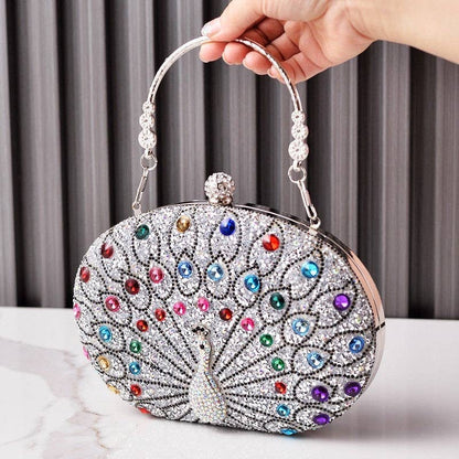 Peacock Embellished Evening Clutch