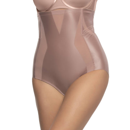 Uplifted Satin & Mesh Body Map High-Waist Shaper Brief - RTN
