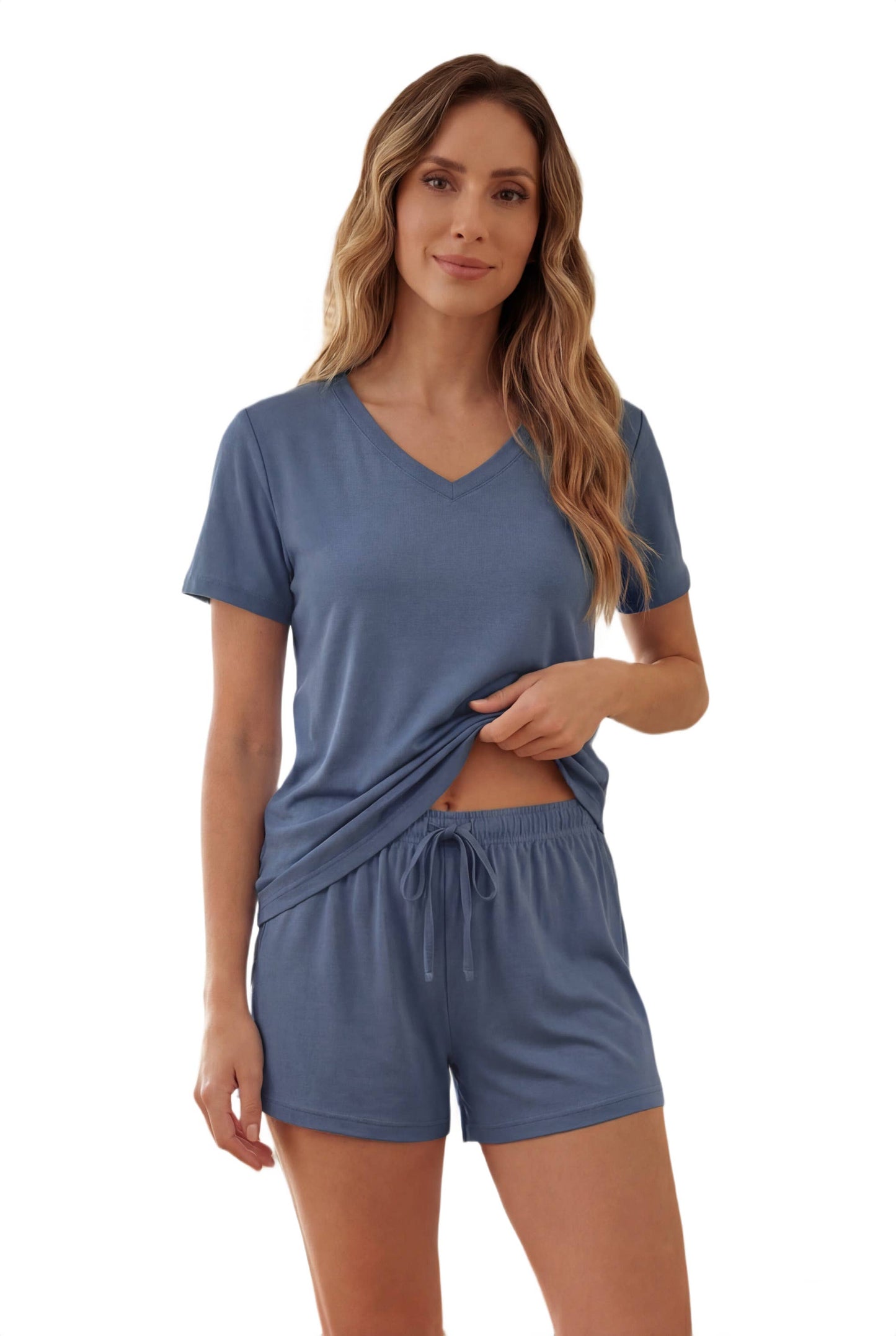 Bamboo Viscose V Neck Short Sleeve Pajama Set