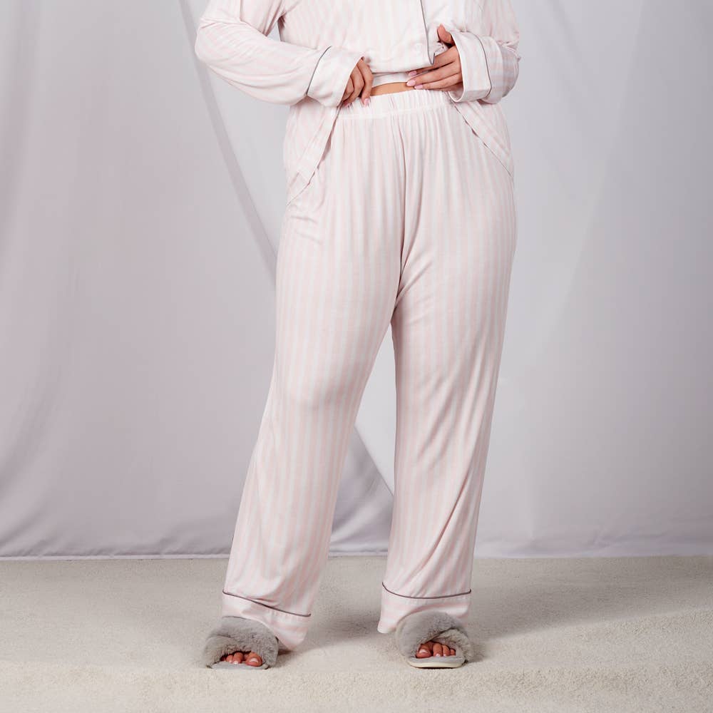 Faceplant Bamboo® Lucy Long Pants: Pink Stripe / X-Large