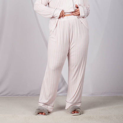 Faceplant Bamboo® Lucy Long Pants: Pink Stripe / Medium