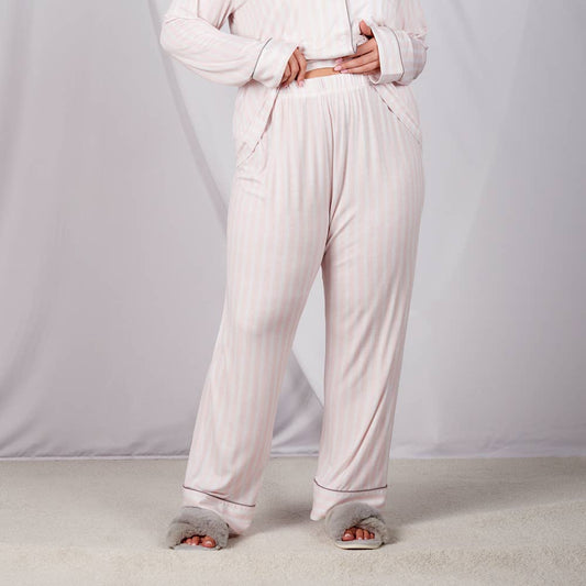 Faceplant Bamboo® Lucy Long Pants: Pink Stripe / Large