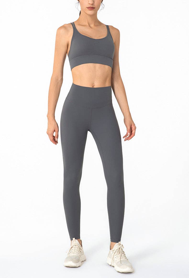 High Rise Contouring Full Length Leggings: Light Pastel Purple / Large-8-10