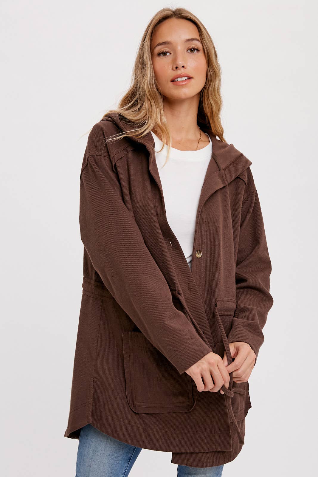 BUTTON FRONT HOODIE JACKET