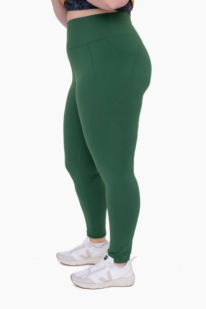CURVY Tapered HEATHER GREY / XL:1XL:2XL:3XL Band Essential Solid Highwaist Leggings:  (2:2:1:1)