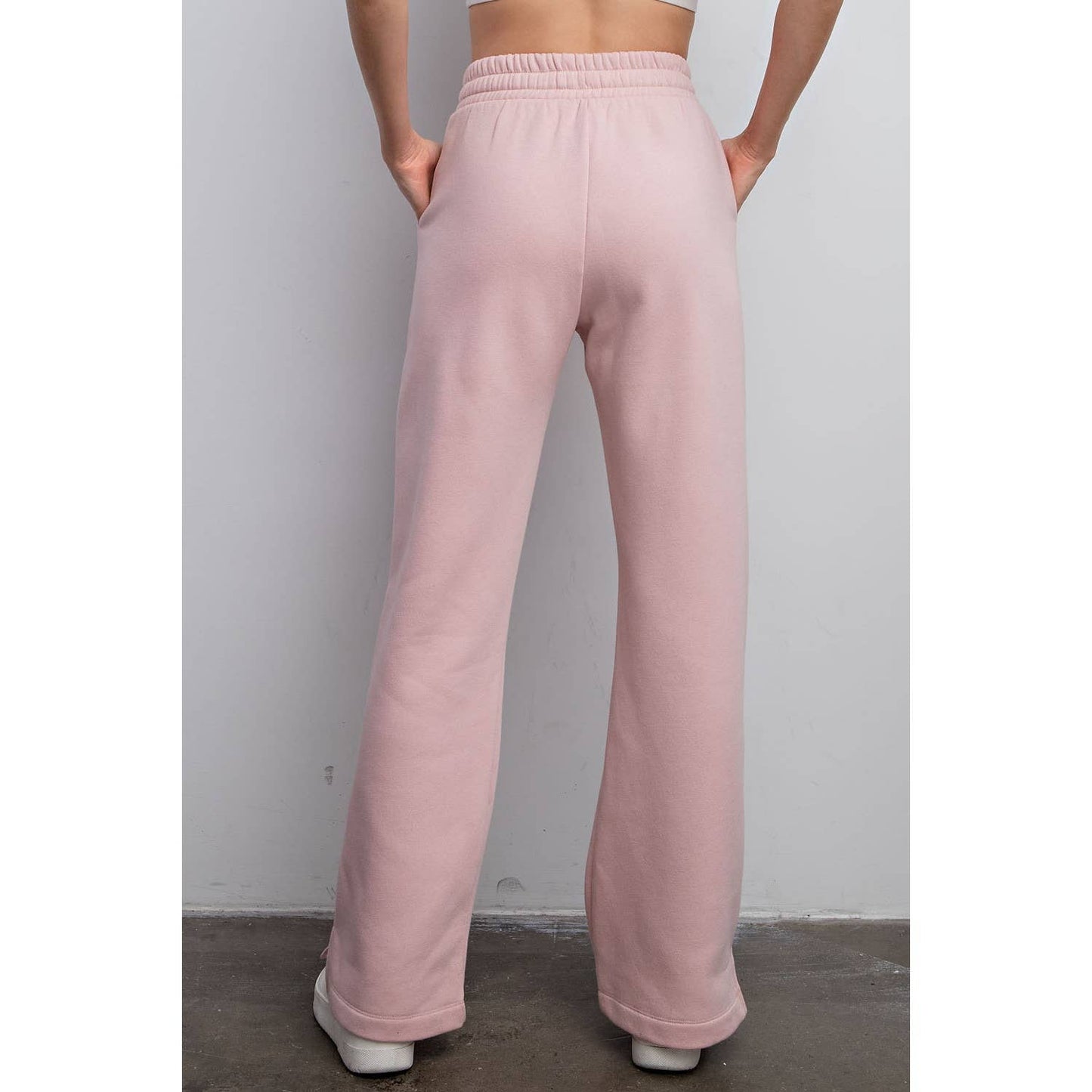 FRENCH TERRY STRAIGHT LEG PANTS: Charcoal / M