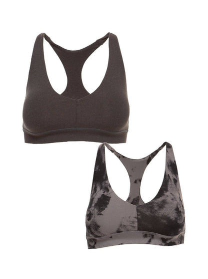 Velvety Soft Racerback Bralette 2-Pack - Charcoal Plum