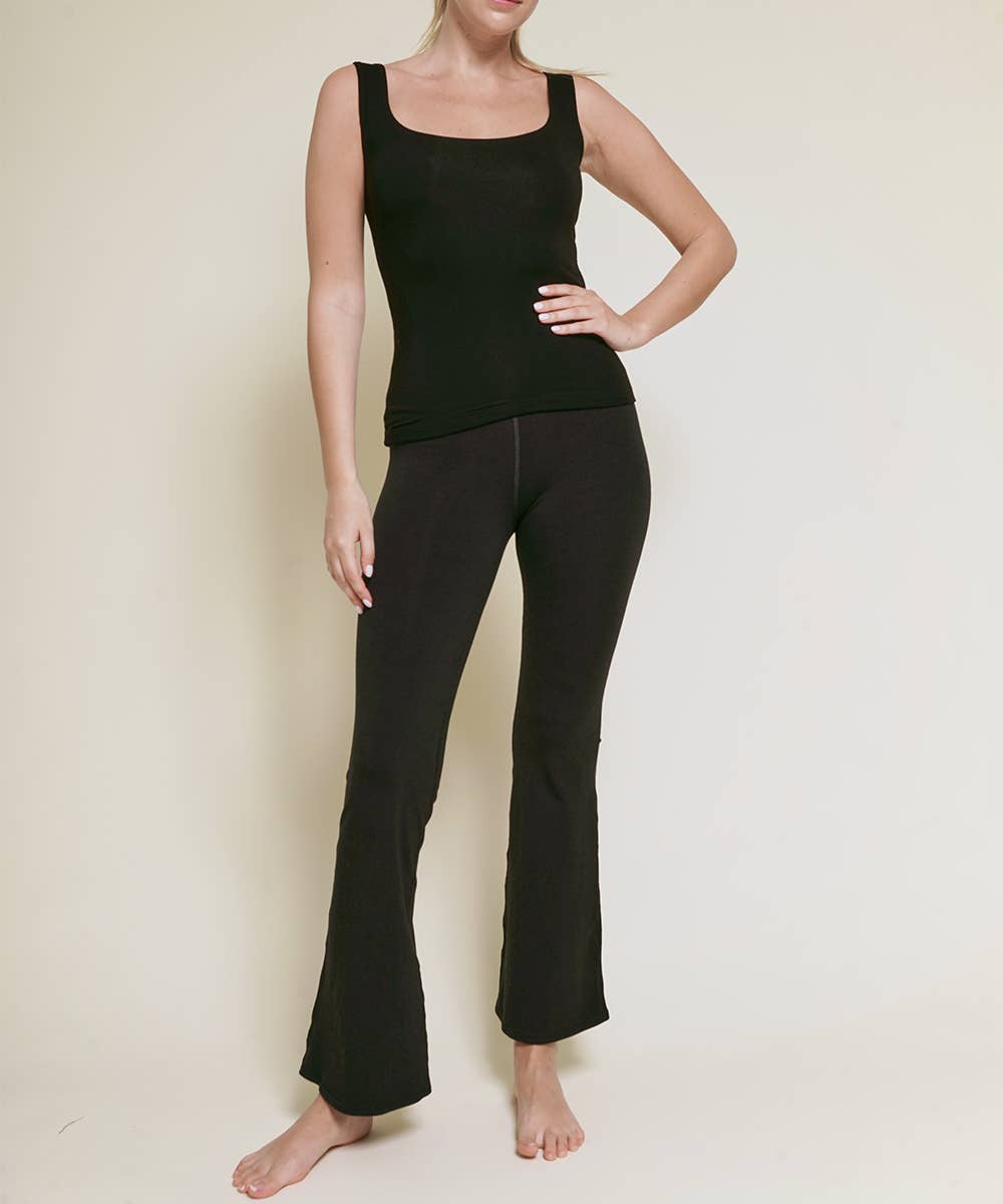 BAMBOO DOUBLE LAYERED TANK: BLACK / SMALL