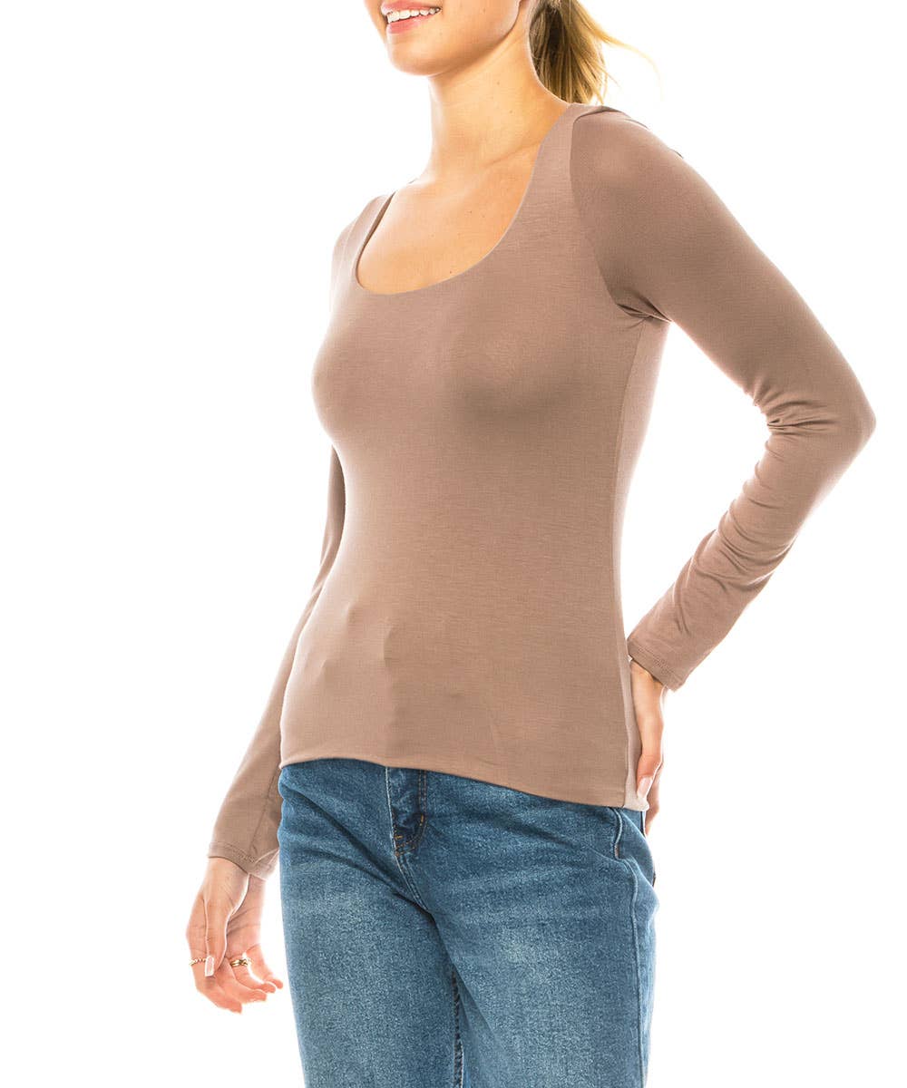 BAMBOO DOUBLE LAYERED LONG SLEEVE: MOCHA / MEDIUM