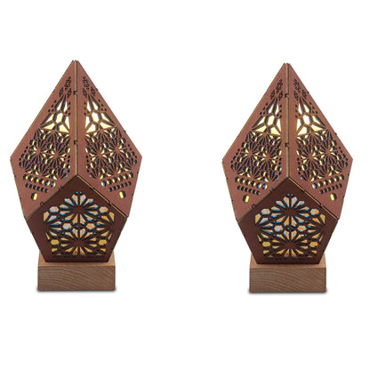 Colorful Wooden Bohemian LED Table Lamp