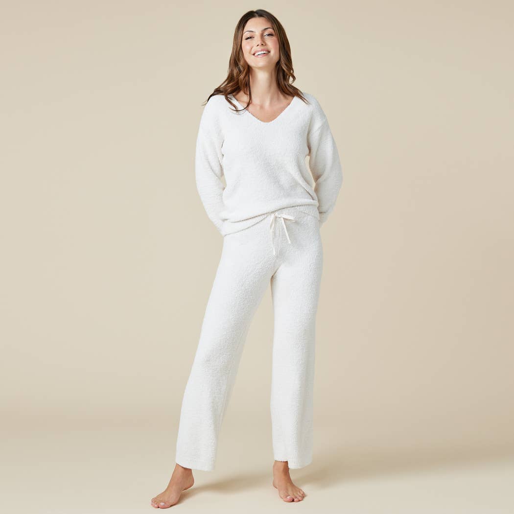 Solid Marshmallow V-Neck Lounge Set