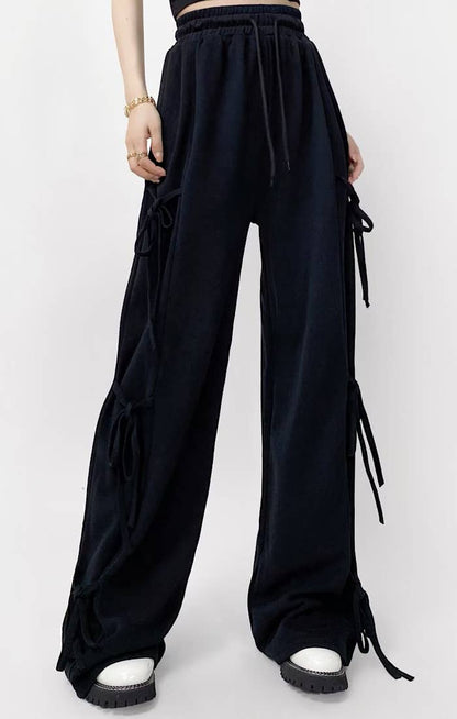 Side tie ribbon bows sweat pants