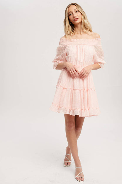 SWISS DOT OFF SHOULDER DRESS