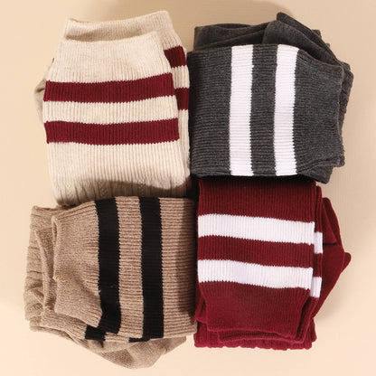 Striped Over the Knee High Socks: GREY / Z252O0013Z