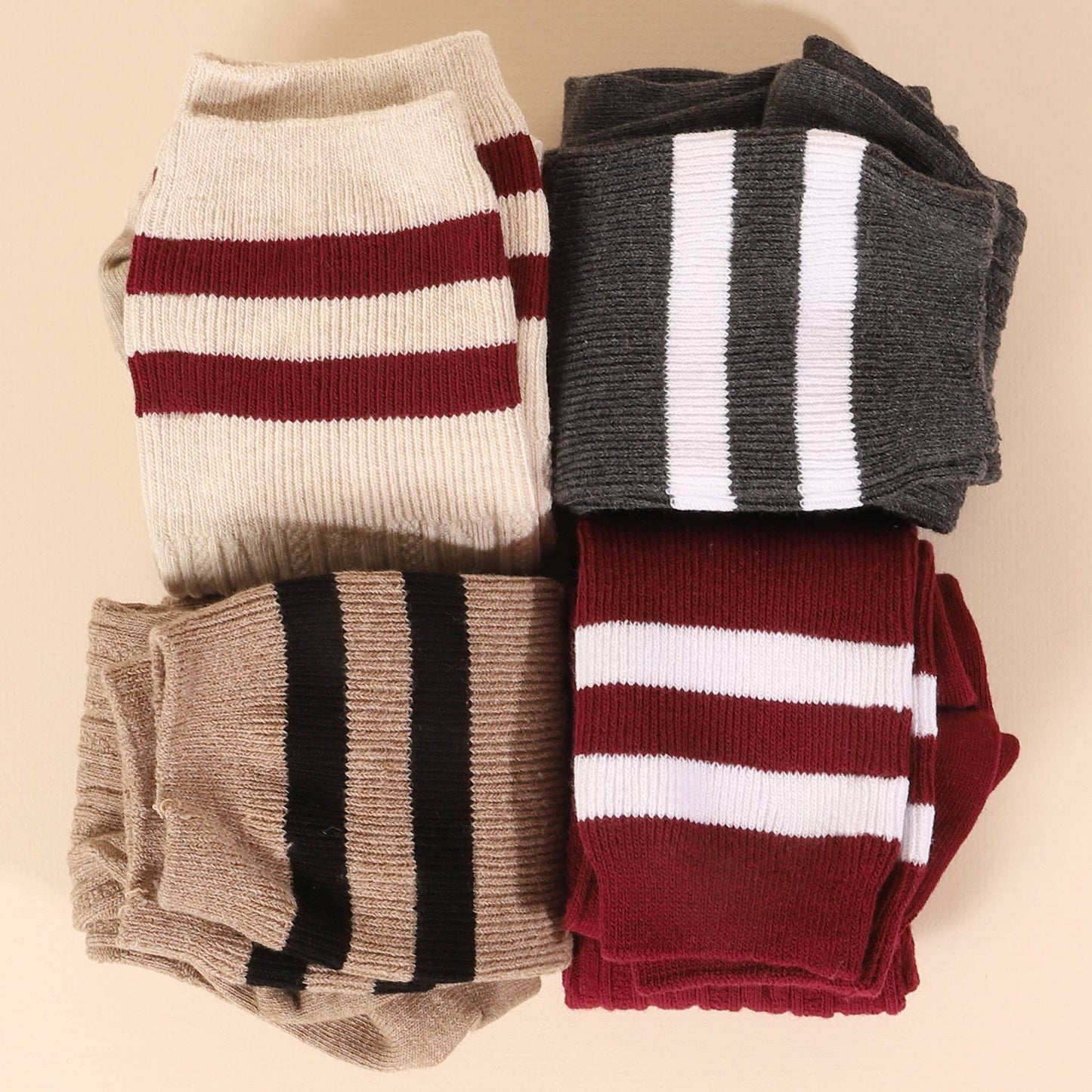 Striped Over the Knee High Socks: MOCHA / Z252O0013Z