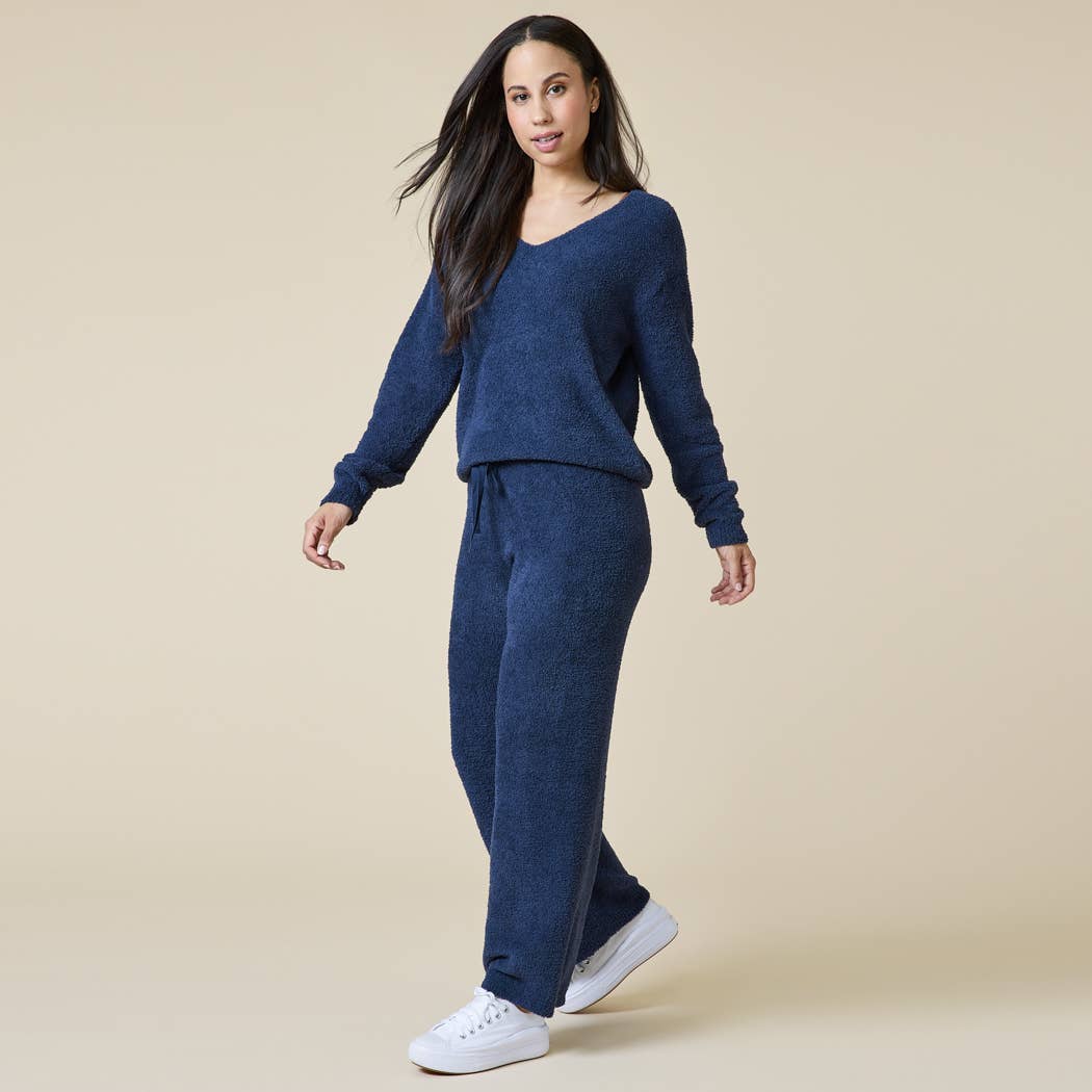 Solid Marshmallow V-Neck Lounge Set