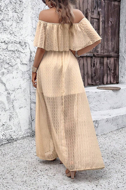 CWDMD02634_ELEGANT POLKA DOT OFF-SHOULDER MAXI DRESS
