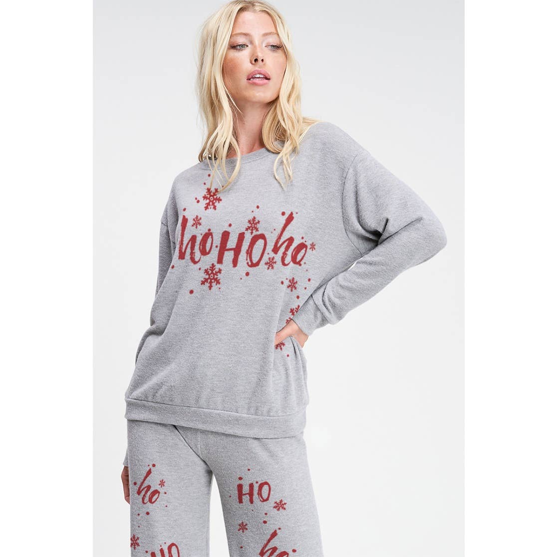 Merry Christmas print soft lounge wear set