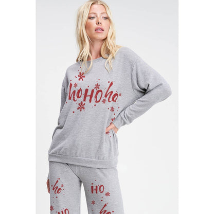 Merry Christmas print soft lounge wear set