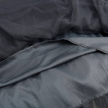 BEADED MESH PLEATED SKIRT A LINE TULLE SKIRT_CWBLS0398