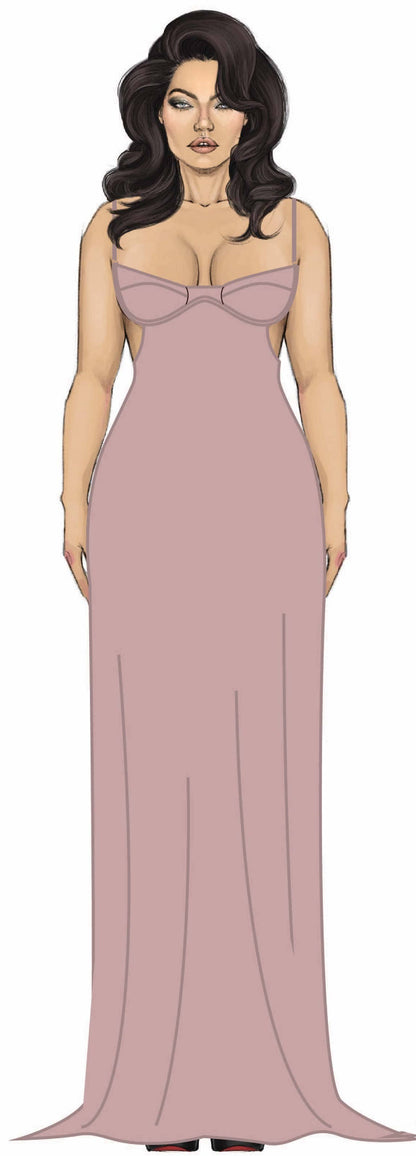 BRIGETA SATIN MONO WIRE LONG GOWN