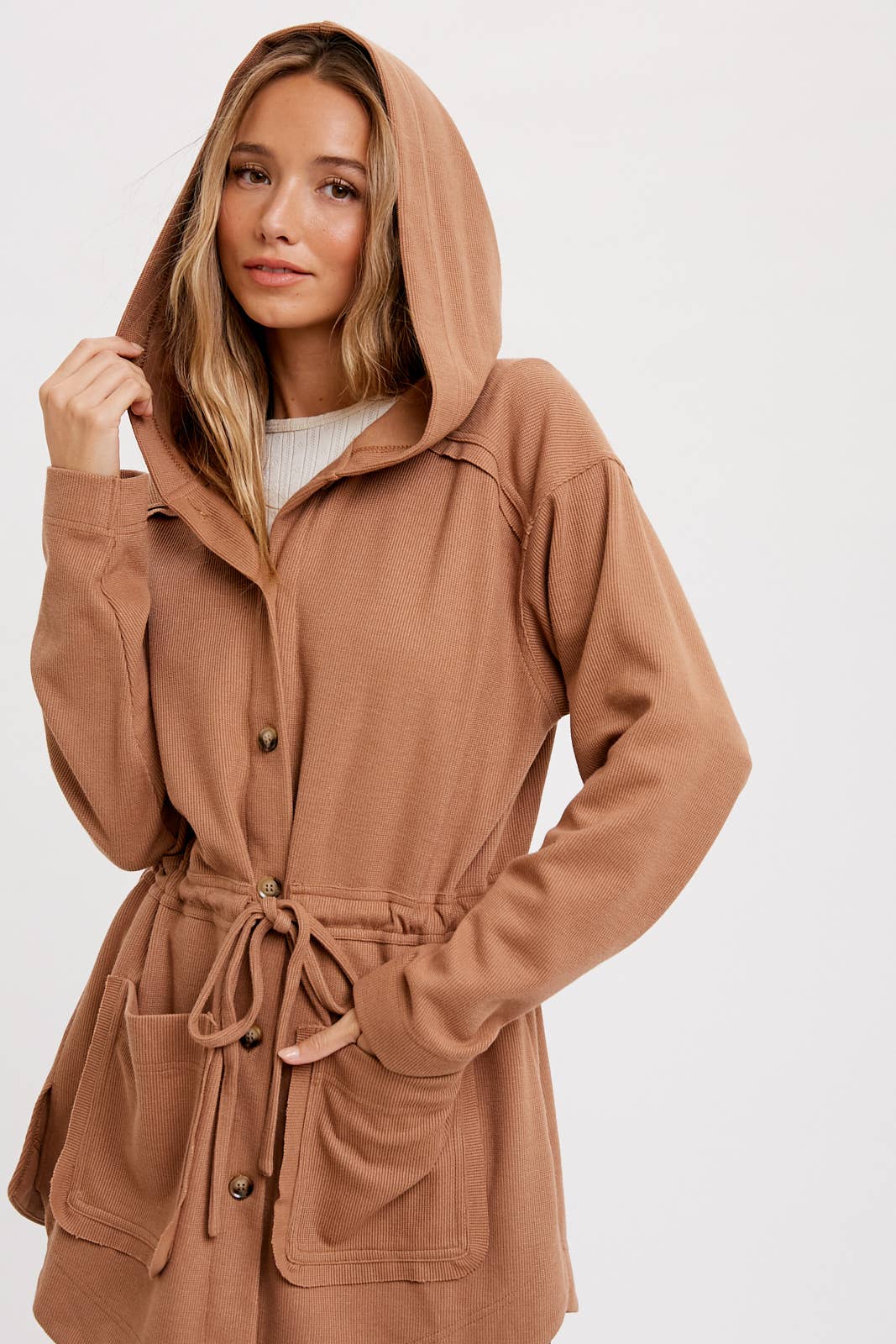 BUTTON FRONT HOODIE JACKET