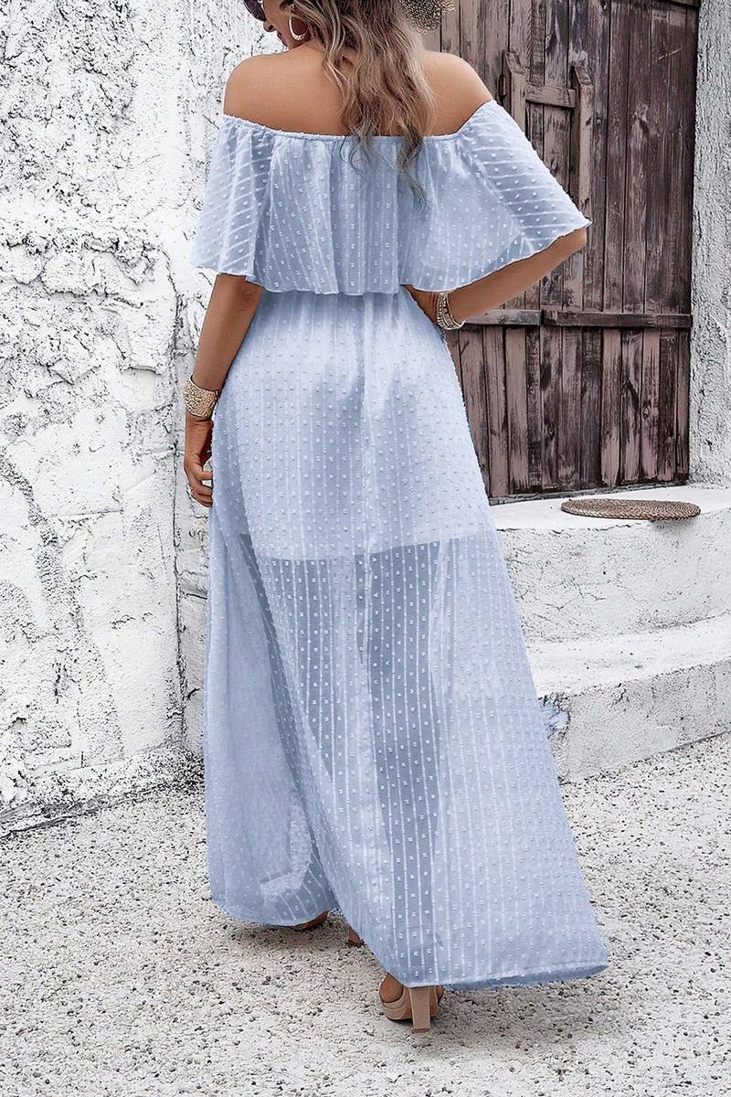 CWDMD02634_ELEGANT POLKA DOT OFF-SHOULDER MAXI DRESS
