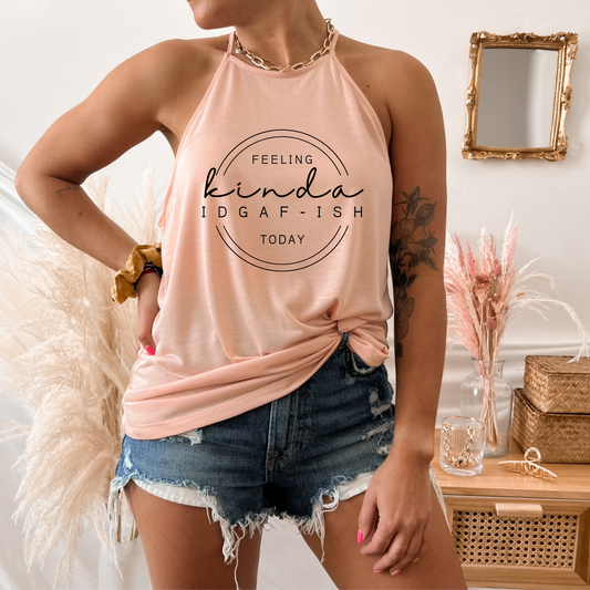 Feeling Kinda IDGAF-ish Today Tank Top: Peach / XLarge