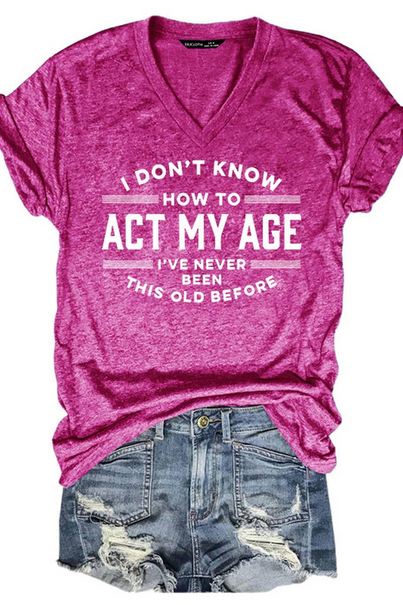 CWTTS1066_LETTER PRINT V NECK SHORT SLEEVED T SHIRT
