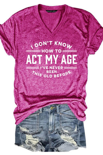 CWTTS1066_LETTER PRINT V NECK SHORT SLEEVED T SHIRT