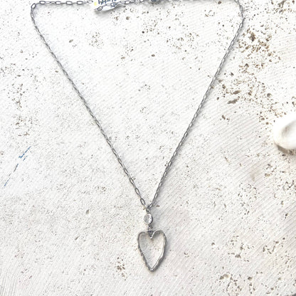 Simple heart necklace with crystal boutique salon jewelry