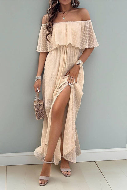 CWDMD02634_ELEGANT POLKA DOT OFF-SHOULDER MAXI DRESS