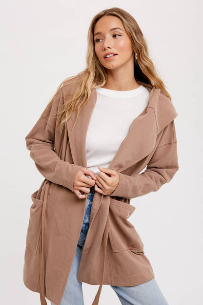 FRENCH TERRY HOODIE JACKET: ASH / M