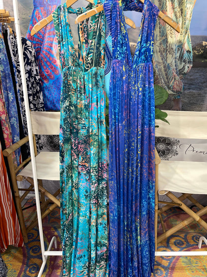 Elizabeth Convertible Beach Jumpsuit Sarong, Summer Jumpsuit: Turquoise Rainbow