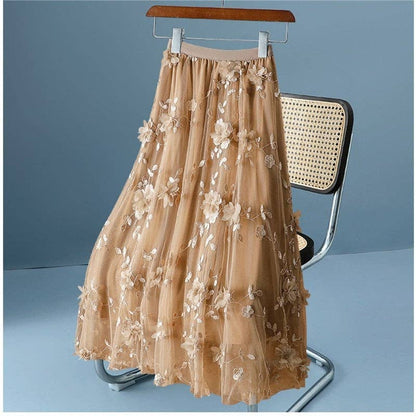 High Waist Slimming Double Layer Mesh Skirt