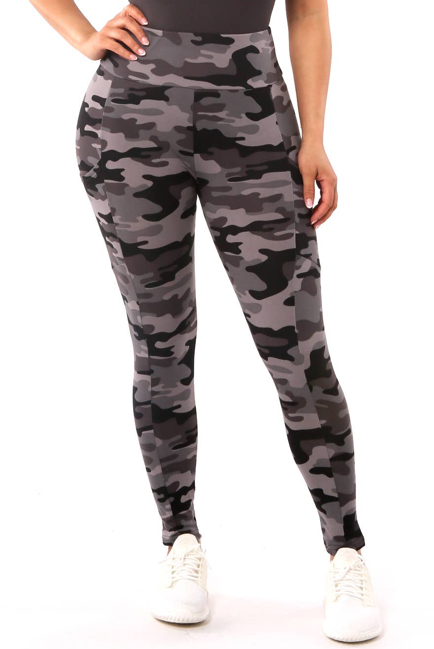 Women's Fleece Lined Leggings w/ Pocket - Tummy Control