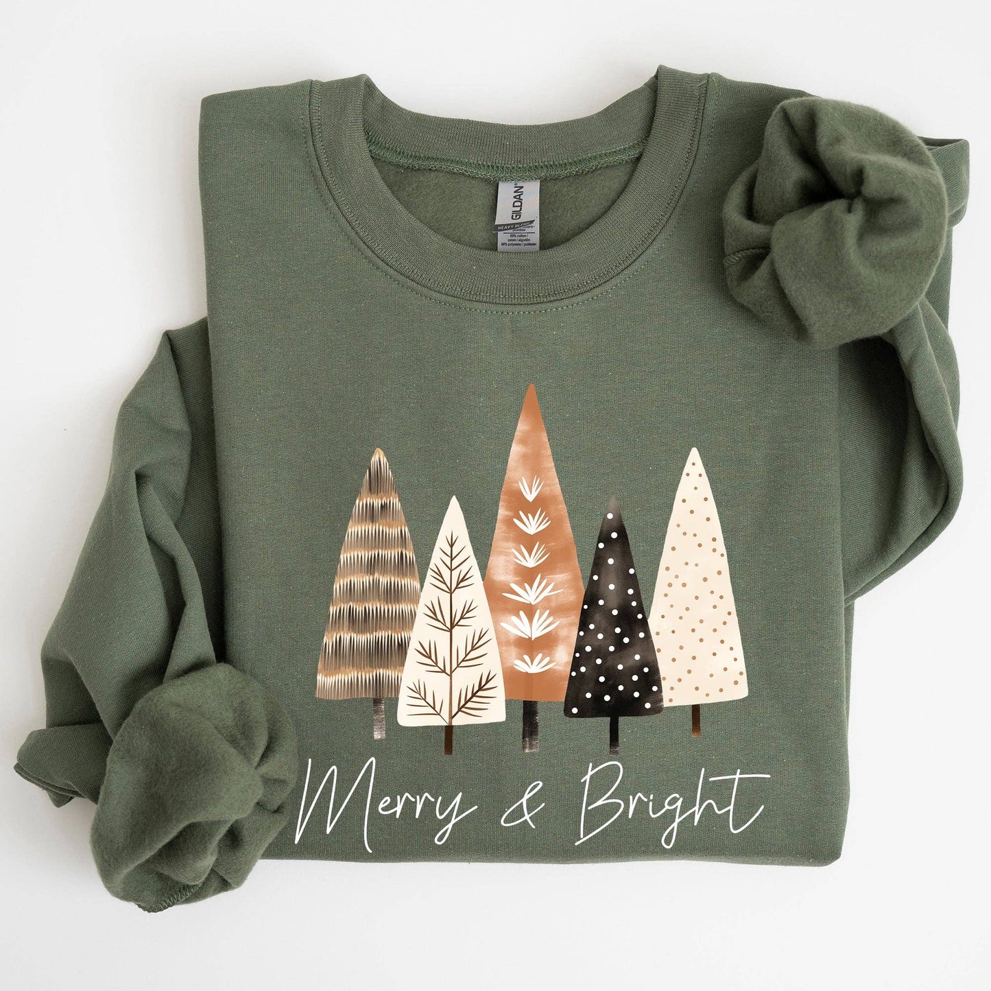 Merry and Bright, Christmas Trees, Hygge, Xmas Sweatshirt