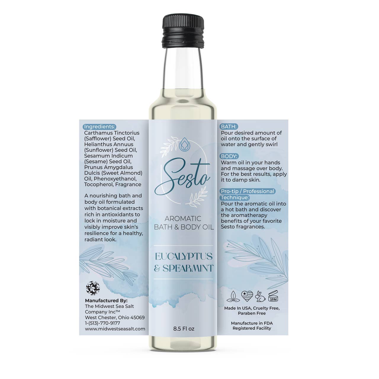Sesto Aromatic Bath & Massage Oil - Eucalyptus & Spearmint