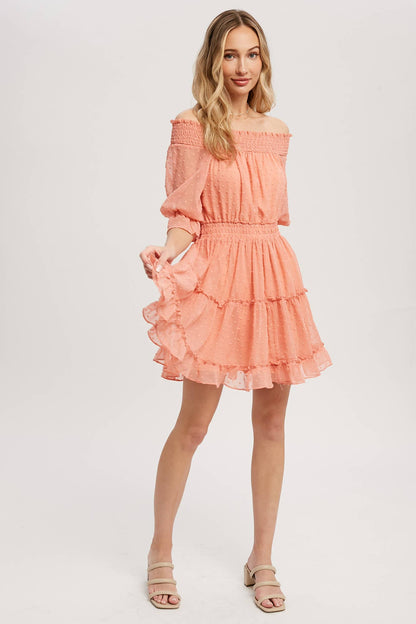 SWISS DOT OFF SHOULDER DRESS