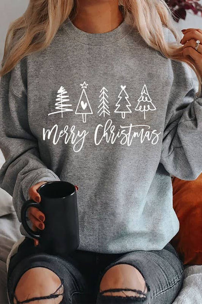 Merry Christmas, Christmas, PLUS Unisex Crewneck Fleece Sweatshirts: Charcoal / XL