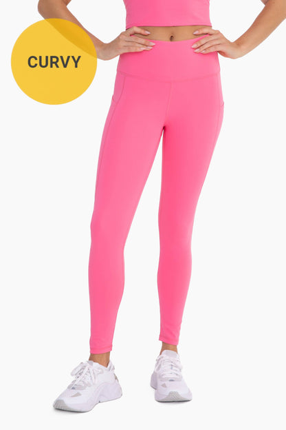 CURVY Essential Highwaist Panel Leggings: DUSTY CORAL / XL:1XL:2XL:3XL (2:2:1:1)