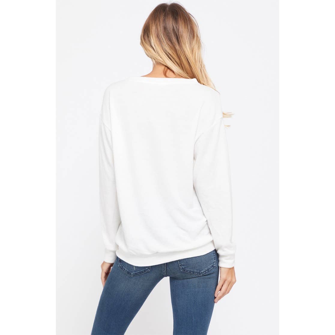 Christmas print long sleeve soft sweatshirt