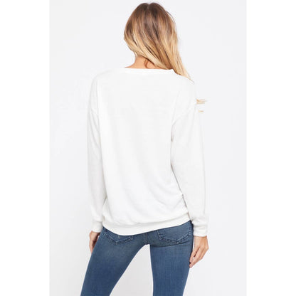 Christmas print long sleeve soft sweatshirt