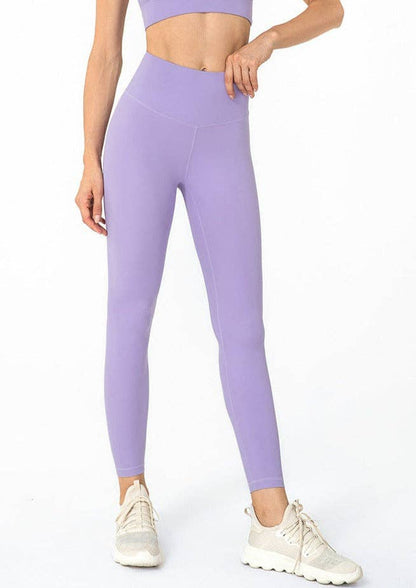 High Rise Contouring Full Length Leggings: Light Pastel Purple / X-Large-10-12