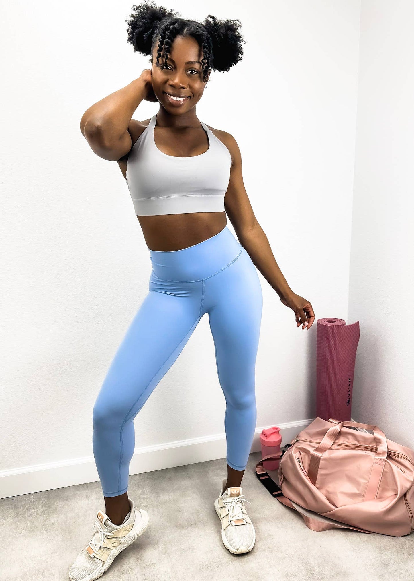 High Rise Contouring Full Length Leggings: Light Pastel Purple / Medium-6-8