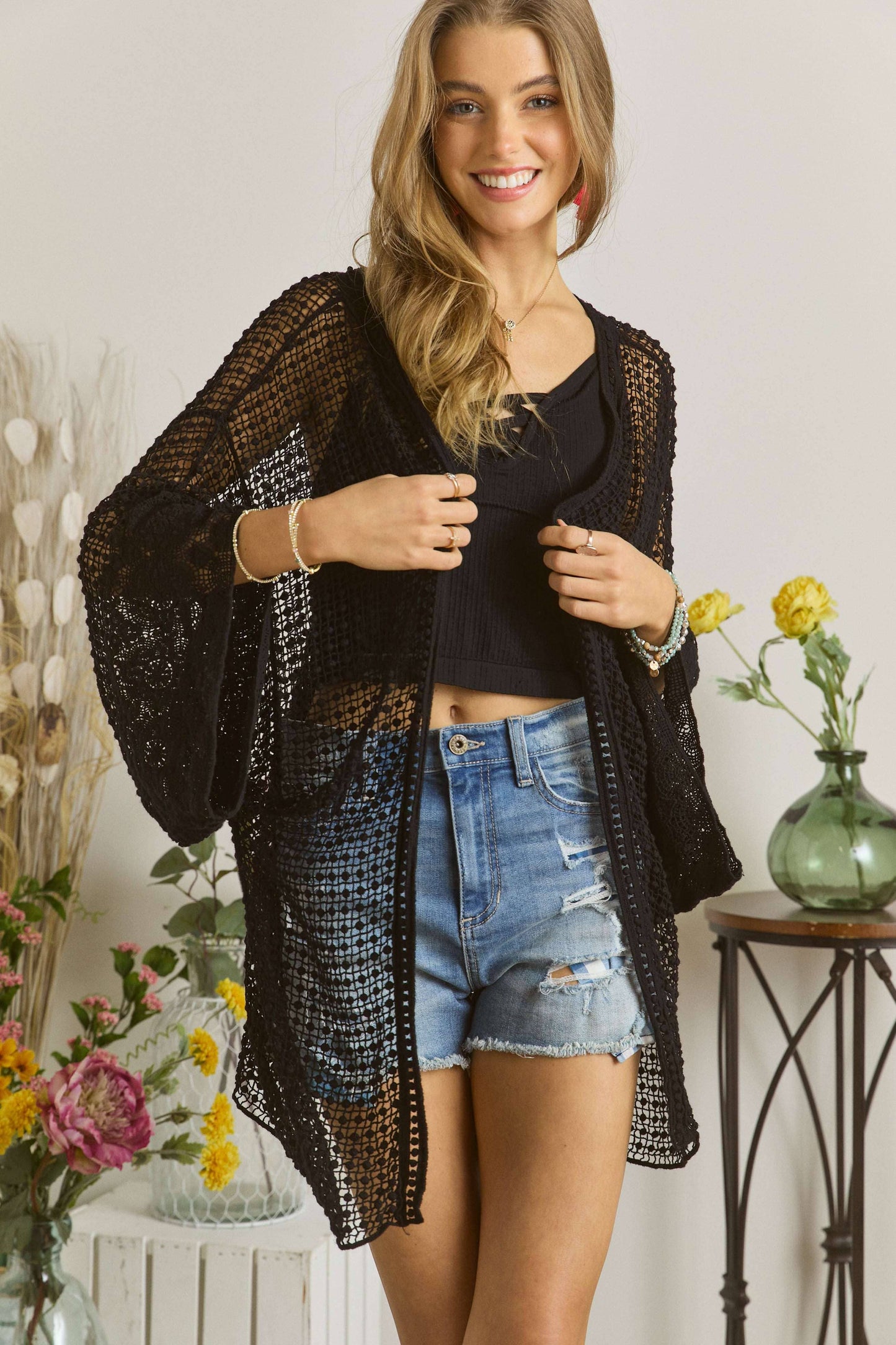 CET2061A - POPCORN CROCHET CARDIGAN